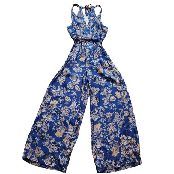 Anthropologie Ett Twa navy blue floral print jumpsuit size small - Picture 4 of 9